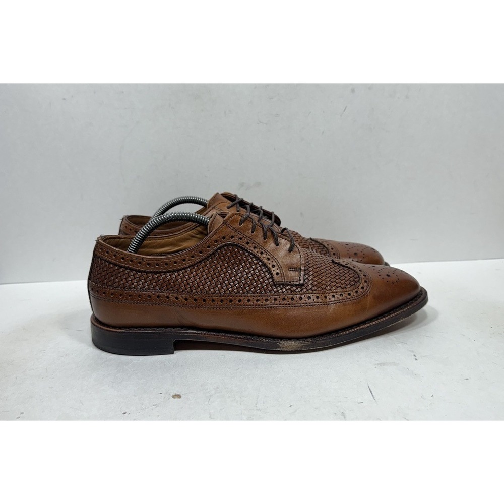 Allen Edmonds Leiden Brown Basket Weave Woven Wingtip Oxfords Men's Size 9.5 3E